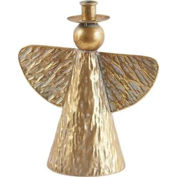 Vánoční dekorace EDG vánoční kovový svícen anděl 25,5x23x12,5 cm zlatý