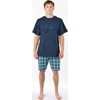 Pánské pyžamo Pánské pyžamo krátké, šité, s potiskem 79198 - lékořice měsíc - XXL