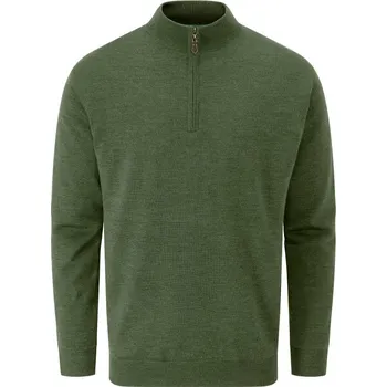 Pánský svetr ALAN PAINE - Falstone svetr se zipem pánský Seaweed Zelená|Hnědá XXXL