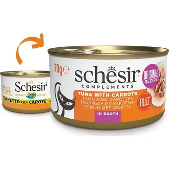 Krmivo pro kočku Schesir Cat tuňák s mrkví ve vývaru 12x70 g