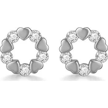 Náušnice BEYOU Náušnice kroužky se srdíčky bílá