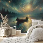 Dovido Tapeta noční jezero pod hvězdnou oblohou