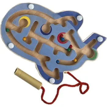 Dřevěná hračka Bigjigs Toys Dřevěný magnetický labyrint Modré letadlo