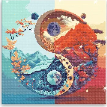 Diamantové malování Diamantové malování - Jin Jang 03 - 40x40 cm, bez dřevěného rámu - CZ výroba