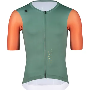 cyklistický dres FORCE - dres Limit krátký rukáv zelená/oranžová XL