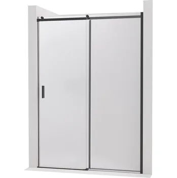 CERANO - Sprchové posuvné dveře Santoro - pravá - 6 mm - černá matná, mléčné sklo - 120x195 cm