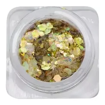 Šestihranky s brokátem na zdobení nehtů - light gold