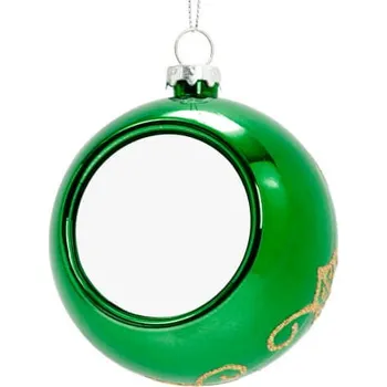 Vánoční dekorace Vánoční koule Ø 8 cm se vzorem zelená - zlatá květina sublimace termotransfer