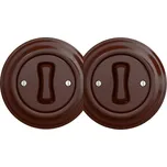 Kliklap - Dvojitý retro jednopólový vypínač s rámečkem č. 1 hnědá