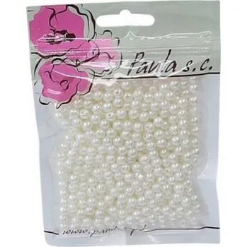 Dětské navlékací korálky Korálky 6mm bílé perleťové plastové 50 g [A]