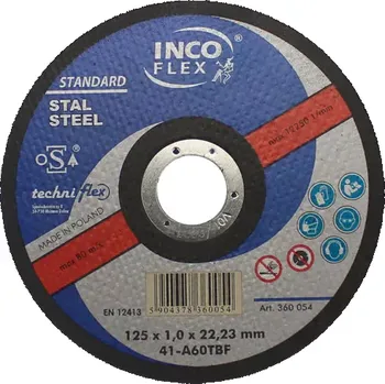 Brusný kotouč Řezný kotouč INCOFLEX 125x1,0mm - 41-A60TBF - OCEL - rovný