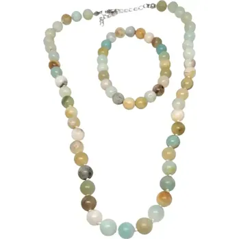 Náhrdelník Amazonitová luxusní sada s chir. ocelí