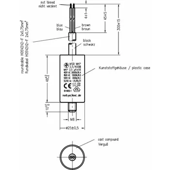 Kondenzátor Hydra MSB MKP 2,5/400III/E1538 kondenzátor motorový 2,5uF