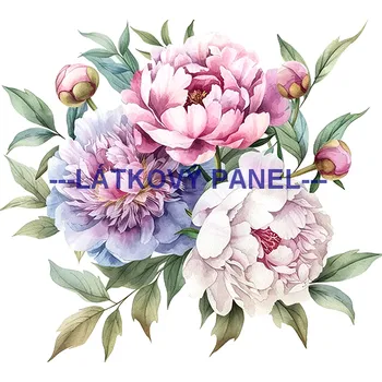 Látkový panel - Pivoňky růžové - KYT-105 Velikost: 25x25cm, Materiál: Kočárkovina