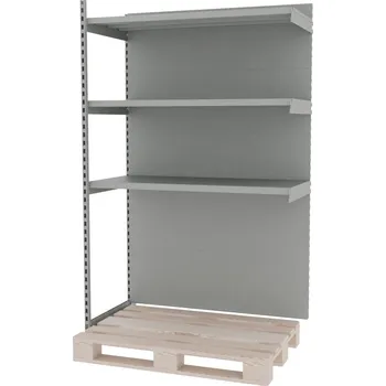 Dílenský regál Zesílený obchodní regál pro paletu MAGO H-210 cm L-126,5 cm G-68 cm – přídavný modul, světle šedý