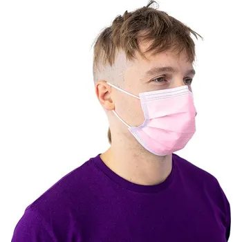 Jednorázový oděv Rouška jednorázová, 3 vrstvá, 175 x 93 mm, 50 ks, růžová