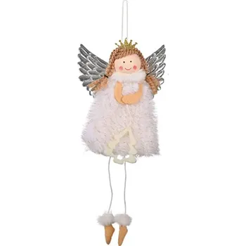 Vánoční dekorace Vánoční závěsný anděl na stromeček bílý, 12 cm