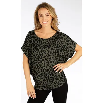 Dámské tričko Dámské volné tričko LITEX khaki + černý vzor M