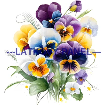 Látkový panel - Macešky - KYT-214 Velikost: 20x20cm, Materiál: Kočárkovina