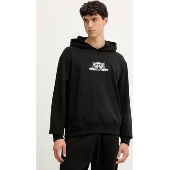 Pánská mikina Bavlněná mikina Kenzo pánská, černá barva, s kapucí, s aplikací, FF65HO2534MF 99A, vel. M