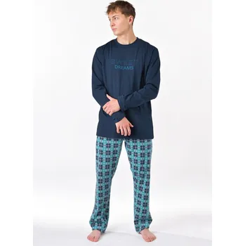 Pánské pyžamo Pánské pyžamo dlouhé, šité, s potiskem 79205 - lékořice měsíc - L