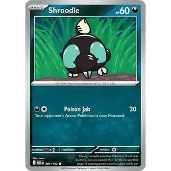 Sběratelská karetní hra Pokémon MEG 091/132 Shroodle - Mega Evolution Stav: Near Mint, Verze: NORMAL