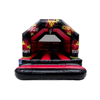 Skákací hrad Klasický Skákací hrad se stříškou pro děti | Certifikováno | s fukarem TÉMATIKA: Toxic Red