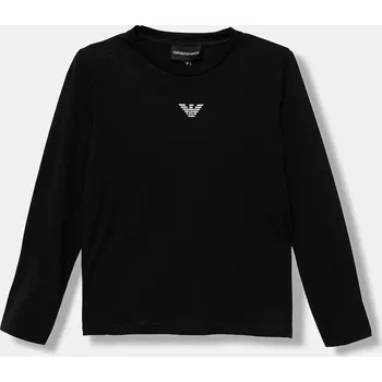 Chlapecké tričko Dětské bavlněné tričko s dlouhým rukávem Emporio Armani tmavomodrá barva, s potiskem, EB000420 AF15013 EB000420.AF15013 59A, vel. 176