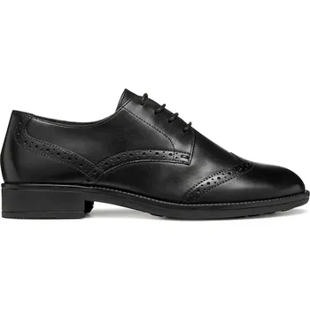 Dámské polobotky Kožené polobotky Geox D JAYLON 2 dámské, černá barva, na plochém podpatku, D56QAD 00043 C9999 D56QAD.00043.C9999 99X, EUR 38