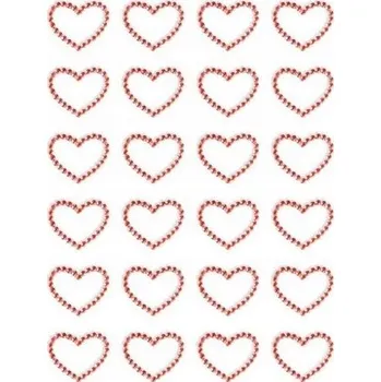 Samolepicí dekorační srdíčka - kamínky, červené 24 ks