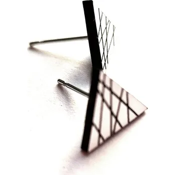 Náušnice MINI TRIANGLE LINES BARVY: stříbrná stříbrná / zlatá / měděno-růžová