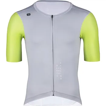 cyklistický dres dres FORCE LIMIT kr. rukáv, šedo-limetkový S
