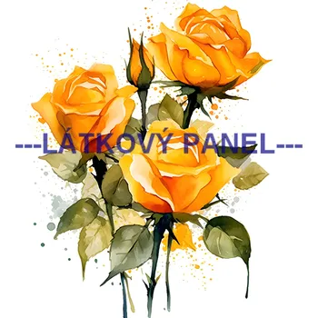 Látkový panel - Růže žluté - KYT-233 Velikost: 15x15cm, Materiál: Kočárkovina