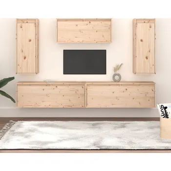 Obývací stěna vidaXL TV skříňky 5 ks masivní borové dřevo [3100245] Barva: Přírodní