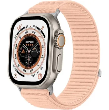 Ostatní příslušenství k chytrým hodinkám VSECHNONAMOBIL 123284 xDfind NYLON Vyměnitelný řemínek pro Apple Watch 44 / 45 / 46 / 49mm světle růžový