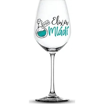 Sklenice Nekupto Vtipná sklenice na víno s potiskem Elixír mládí