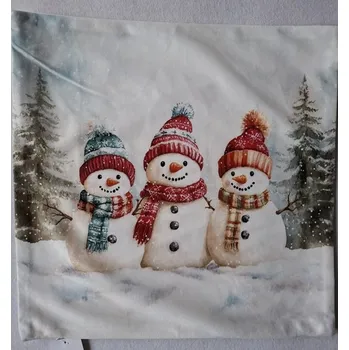 Povlak na dekorativní polštářek Povlak na polštářek vánoční tři Sněhuláci