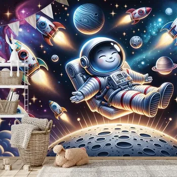Tapeta Dovido Samolepící fototapeta veselý astronaut mezi raketami