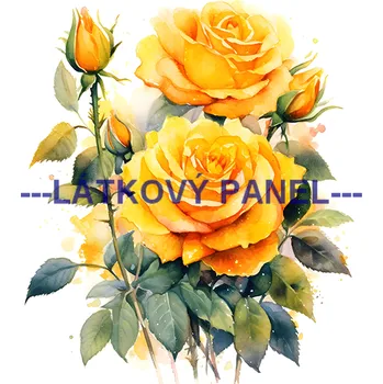 Látkový panel - Růže žluté - KYT-238 Velikost: 20x20cm, Materiál: Bavlna