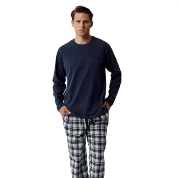 Pánské pyžamo Pánské dlouhé pyžamo Atlantic NMP-393 granát XXL Modrá