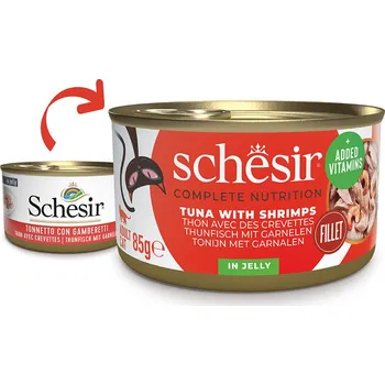 Krmivo pro kočku Schesir Cat Complete tuňák s krevetami v želé 12x85 g