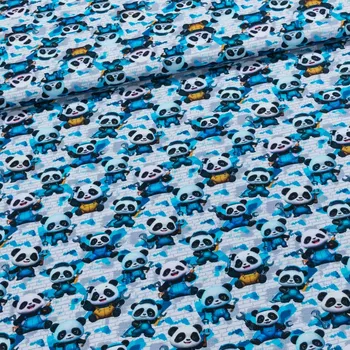 Bavlněný úplet dětský 6-13423 modré pandy 1,5/1 m