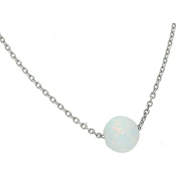 Náhrdelník Goldstore Stříbrný náhrdelník bílá opálová kulička Délka: 40-45 cm