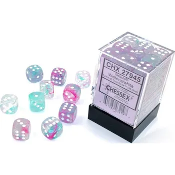 Příslušenství k deskovým hrám Chessex Sada 36 D6 12mm kostek Chessex - Nebula Wisteria/white Luminary - 27945