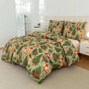 Povlečení Povlečení z mikrovlákna CHRISTMAS PRESENTS zelené Rozměr povlečení: 70 x 90 cm | 140 x 200 cm, 140x200 / 70x90 cm, 140x220 / 70x90 cm, 200x220 + 2 polštáře 70x90 cm