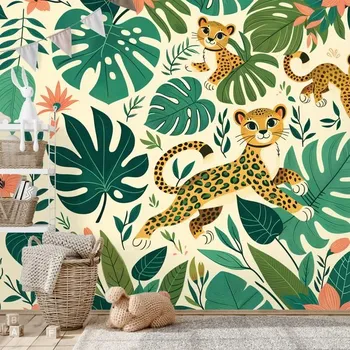 Tapeta Dovido Tapeta roztomilé leopardí mláďata v džungli