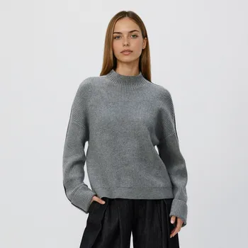 Dámský svetr Reserved - Svetr s kontrastní lemovkou - středně šedá - 097HH-85M - 097HH-85M-L