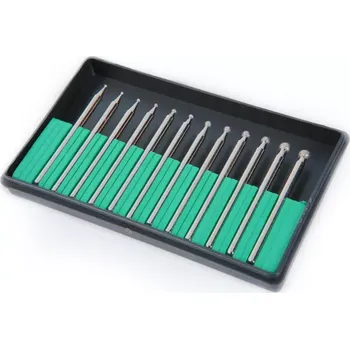 Brusný kotouč Sada diamantových kulových frézek, dřík 3 mm, 12 dílů (TrueTech)