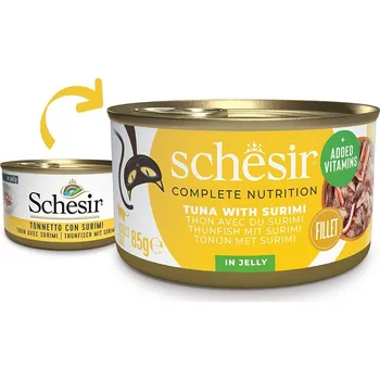 Krmivo pro kočku Schesir Cat Complete tuňák se surimi v želé 12x85 g
