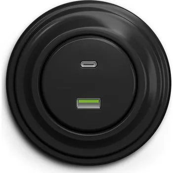 Elektrická zásuvka Kliklap - Retro USB zásuvka A+C s rámečkem černá